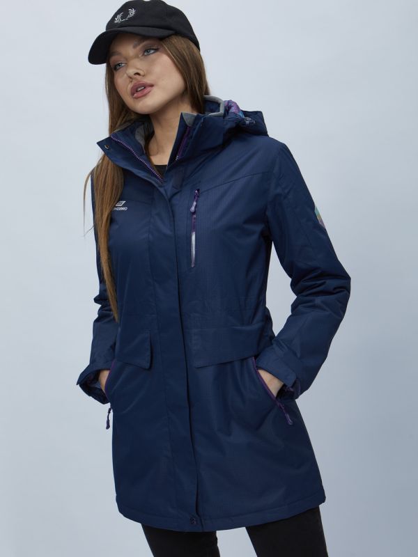 Navy blue hooded parka for women 551995TS